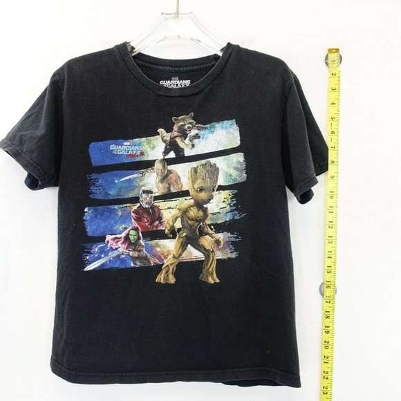 MARVEL Boy Cotton Black Tee T-Shirt LARGE Guardians of the Galaxy Vol 2 Stretch‎ - Picture 8 of 11